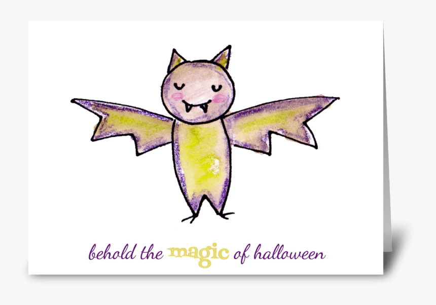 Magical Halloween Bat Greeting Card - Cartoon, HD Png Download, Free Download