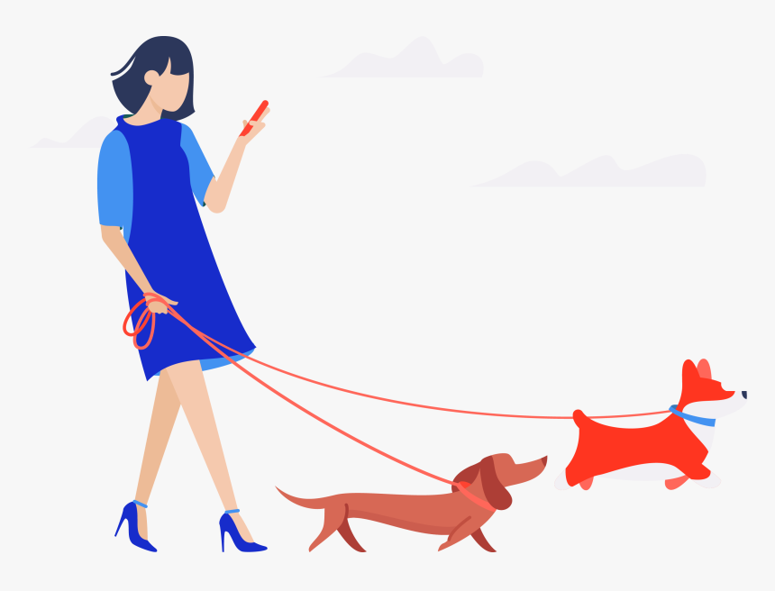 Digital Marketing Solutions, Woman Walking Two Dogs, HD Png Download, Free Download