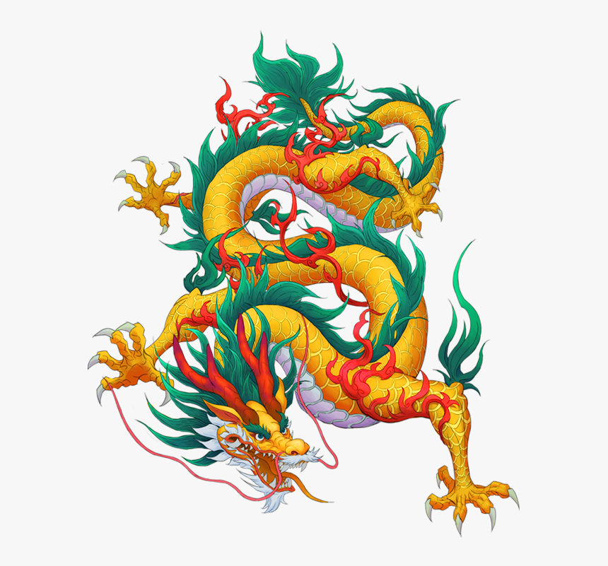 Chinese Dragon Yellow Green And Red, HD Png Download, Free Download
