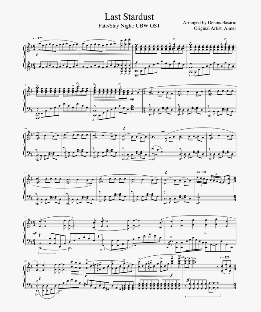 Last Stardust Piano Sheet Music, HD Png Download, Free Download