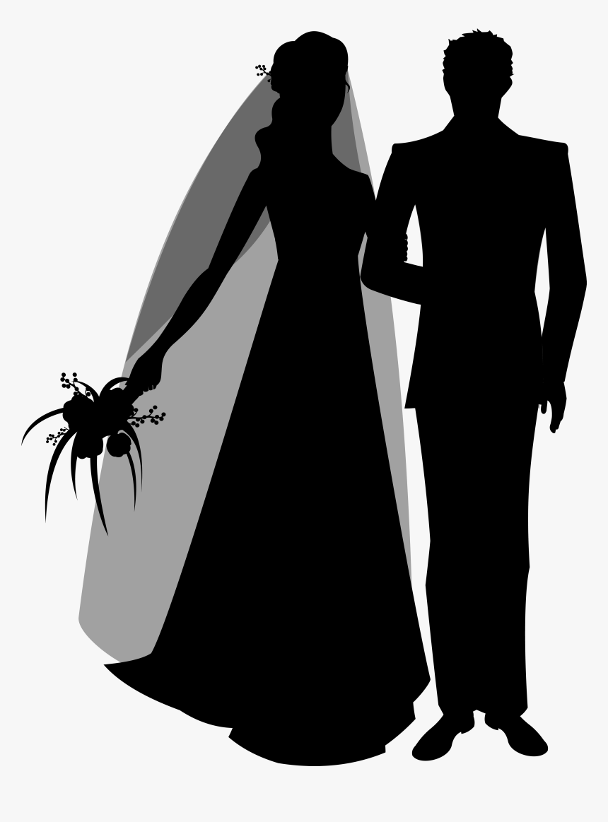 Wedding Drawing Bride Clip Art - Wedding Couple Silhouette Clipart, HD Png Download, Free Download