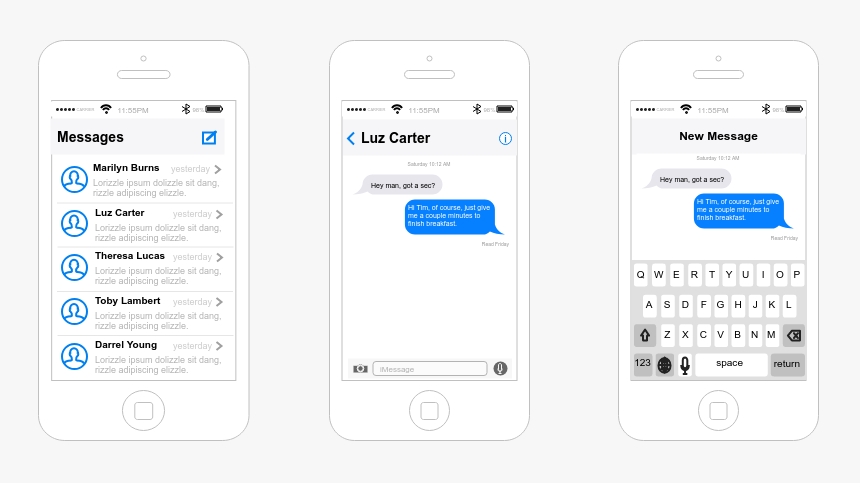 Messaging App - Wireframe For Messaging Apps, HD Png Download, Free Download