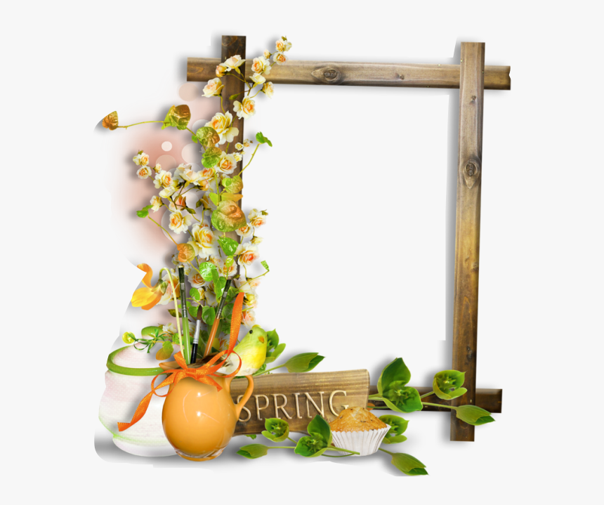 #spring #flower #flowers #frame #wood #leafs #nature - Wood Flower Frame Png, Transparent Png, Free Download
