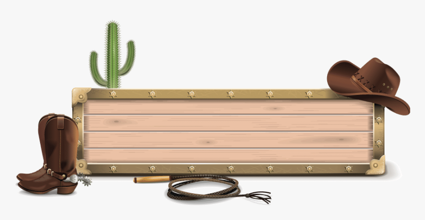 Wooden Border Graphic With Cowboy Hat, Boots, Bullwhip - Cowboy Hat And Boots Border, HD Png Download, Free Download