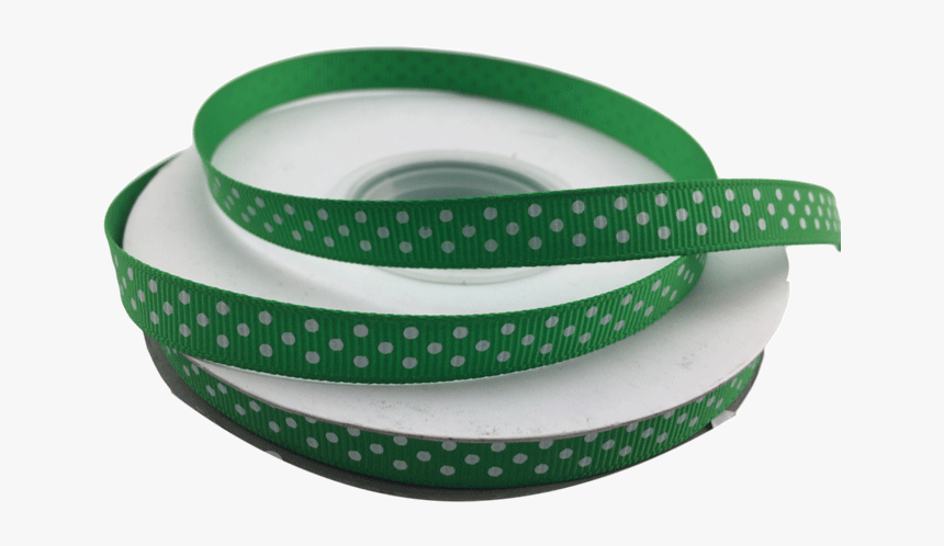 Ribbons [tag] Green And White Polka Dots Grosgrain - Buckle, HD Png Download, Free Download