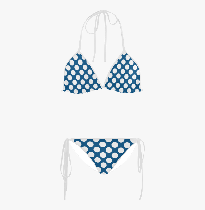 Bikini, White Polka Dots On Blue Custom Bikini Swimsuit - Tom Ford Black And White Tie, HD Png Download, Free Download