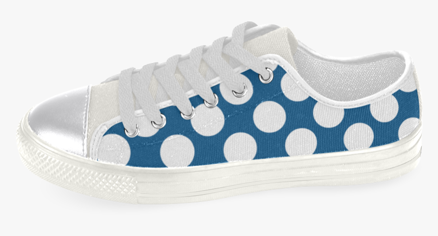 White Polka Dots On Blue Women"s Classic Canvas Shoes - Polka Dot, HD Png Download, Free Download
