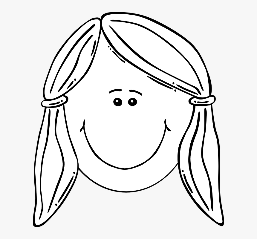 Girl And Boy Face Png - Girl Face Clipart Black And White, Transparent Png, Free Download