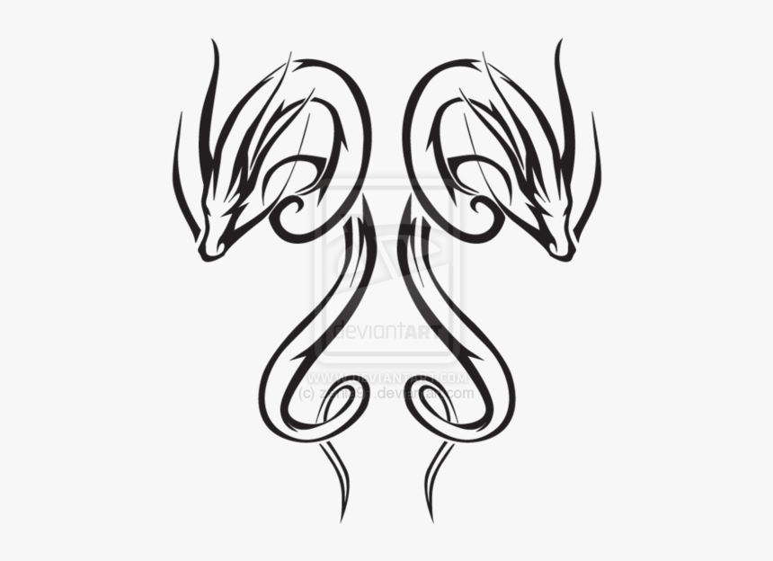 Dragon Tattoo Outline Photo - Japanese Drawings Of Dragons, HD Png Download, Free Download