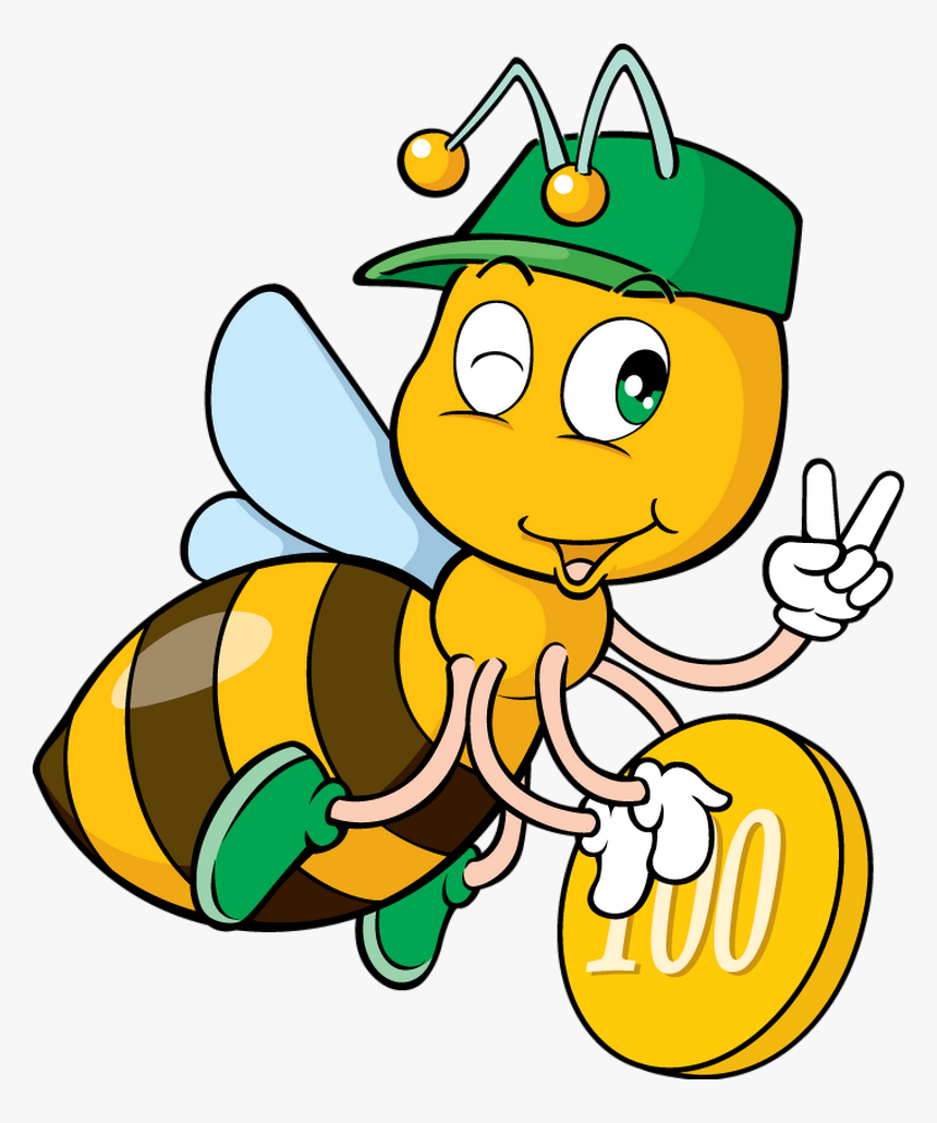 Bee With Coin Transparent Png Image - Cartoon Bees, Png Download, Free Download