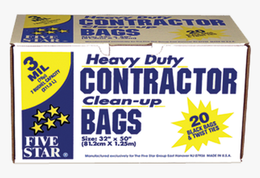 Five Star 31930700 3 Mil 7 Bushel 20ct Contractor Bags - General Supply, HD Png Download, Free Download