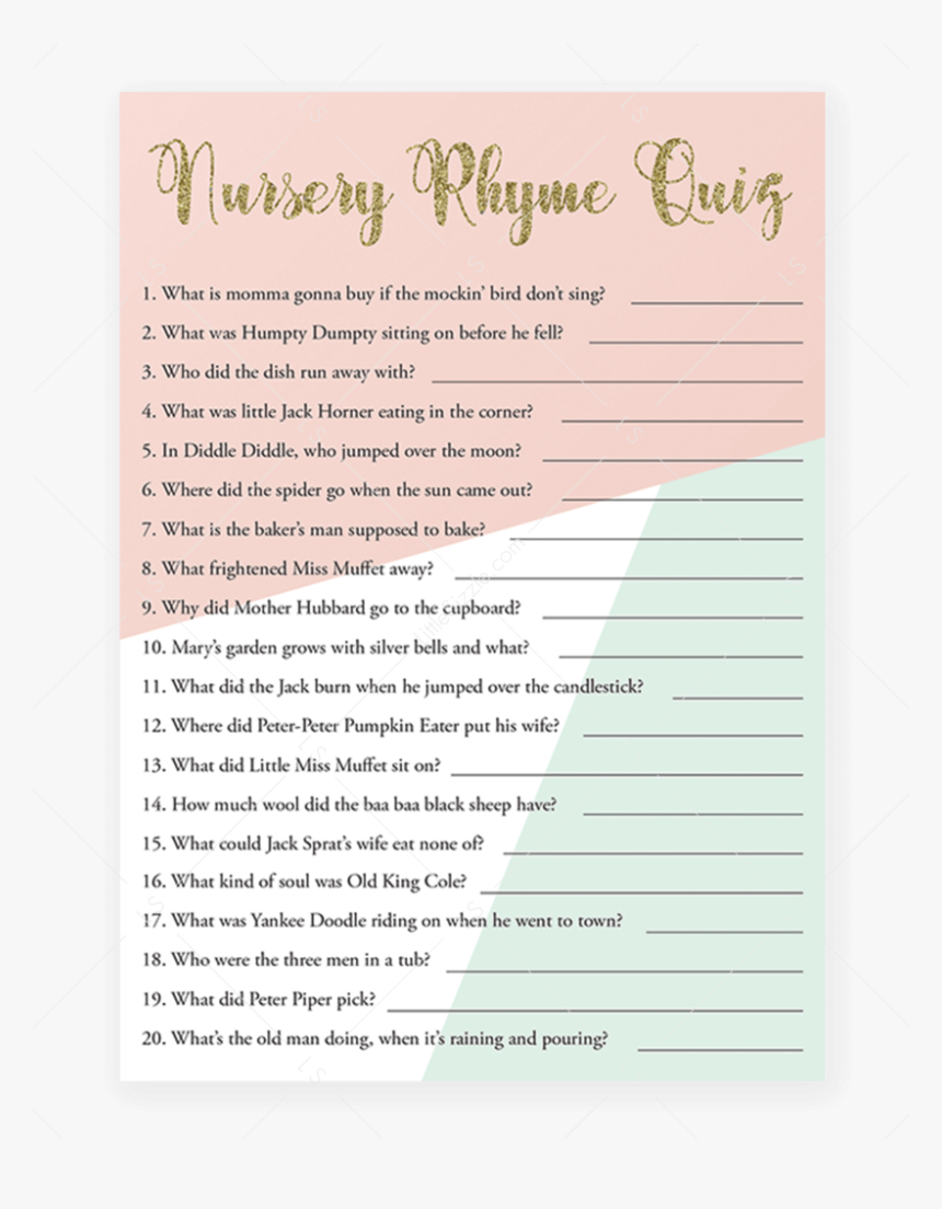 Spiksplinternieuw Free Printable Baby Shower Quiz, HD Png Download - kindpng IX-86