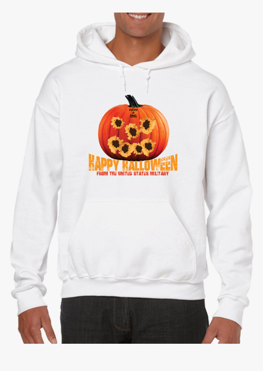 Tactical Halloween Pumpkin Bullet Hole Carving Pullover - Gildan White 18500 Hoodie, HD Png Download, Free Download