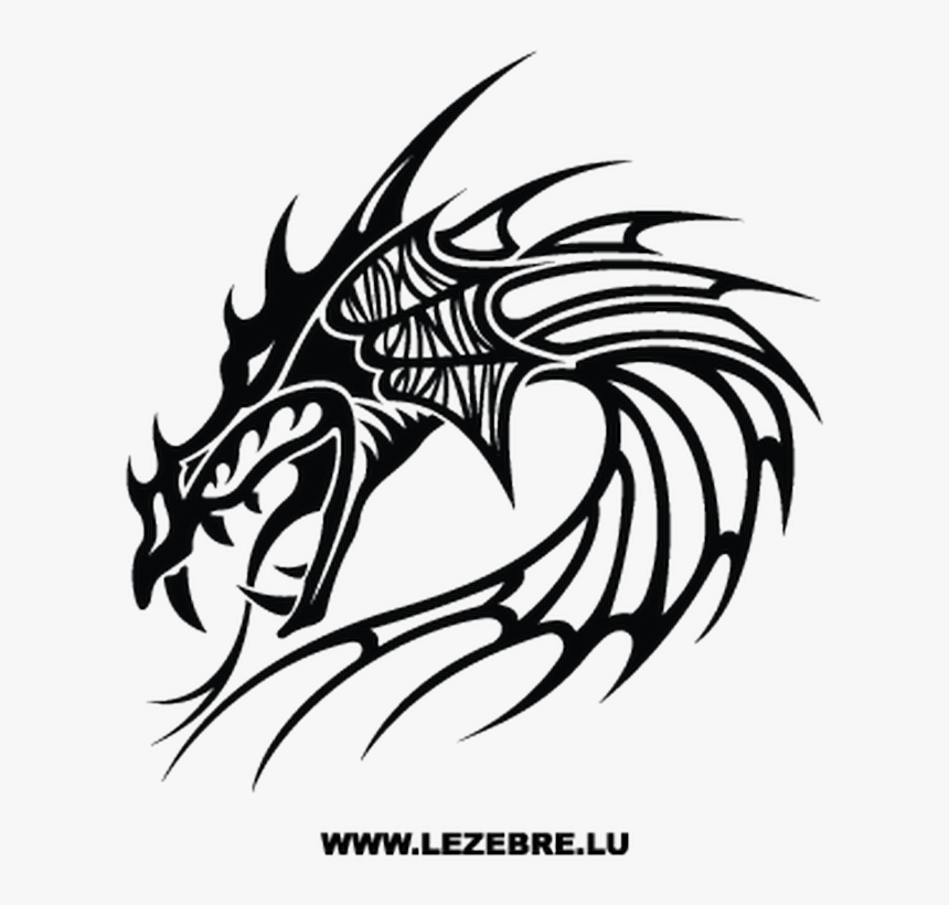 Dragon Head Tribal Tattoo , Png Download - Tattoo Designs For Men Simple Dragon, Transparent Png, Free Download