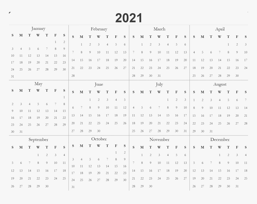 Calendar 2021 Png High Quality Image - 2020 Calendar Yearly Printable, Transparent Png, Free Download