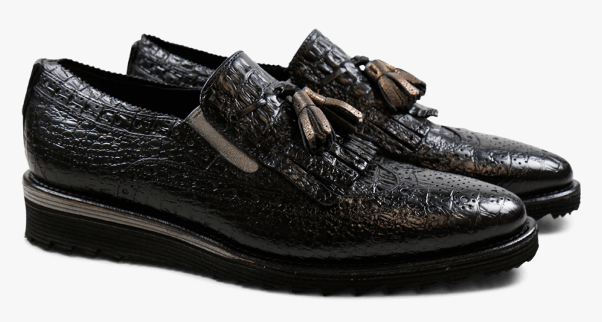 Loafers Amy 10 Baby Croco Black Tassel Bronze Elastic - Slip-on Shoe, HD Png Download, Free Download