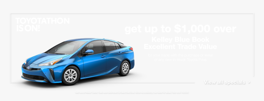 $1,000 Over Kbb Excellent On Any New Prius - Electric Storm Blue 2019 Prius, HD Png Download, Free Download