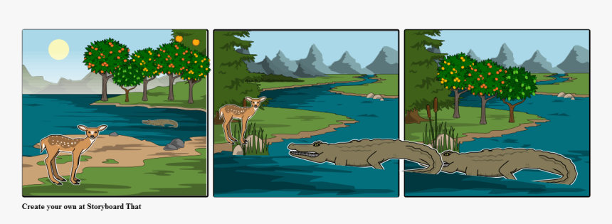 Crocodile With Deer Cartoon, HD Png Download, Free Download