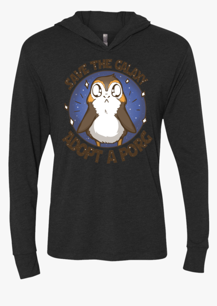 Adopt A Porg Triblend Long Sleeve Hoodie Tee - T-shirt, HD Png Download, Free Download
