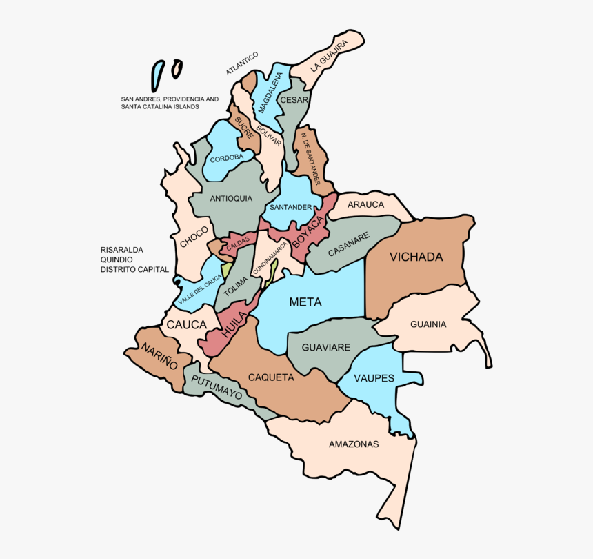 350px-departments Of Colombia Svg - Many States In Colombia, HD Png Download, Free Download