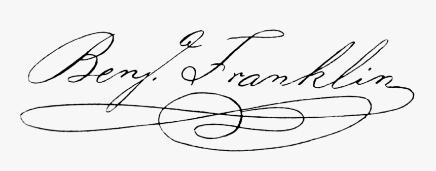 Large Image Of Benjamin Franklin"s Signature - Benjamin Franklin Signature, HD Png Download, Free Download