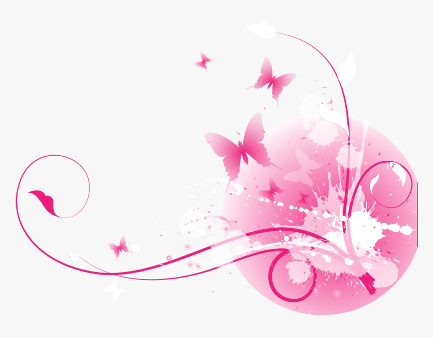 Transparent Butterflies Clipart Border - Pink Butterfly Corner Border, HD Png Download, Free Download