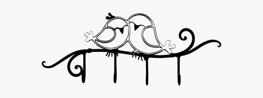 Love Birds On A Fence - Love Birds Line Drawing, HD Png Download, Free Download