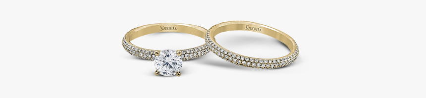 18k Yellow Gold Wedding Set - Engagement Ring, HD Png Download, Free Download