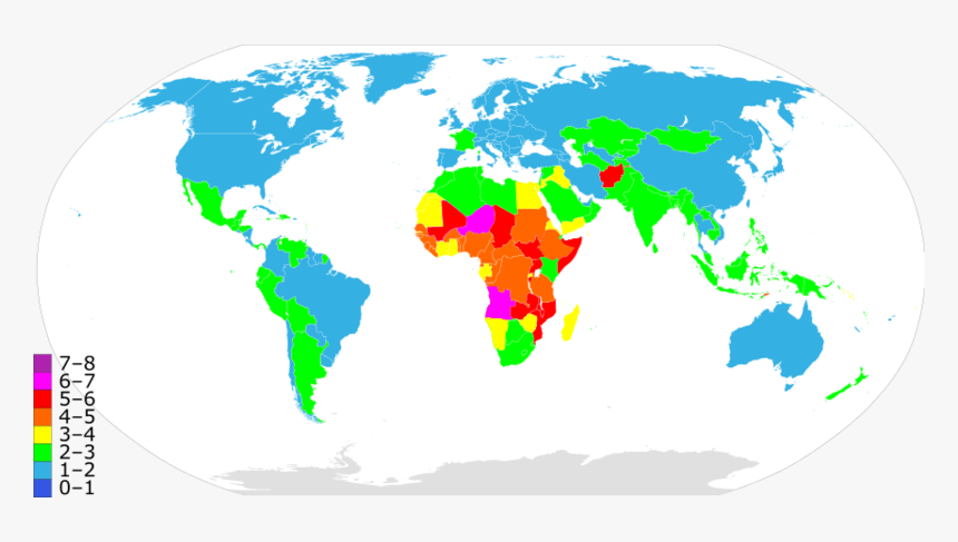 Fertility Rate World Map 2 - Fertility Rate World Map, HD Png Download, Free Download