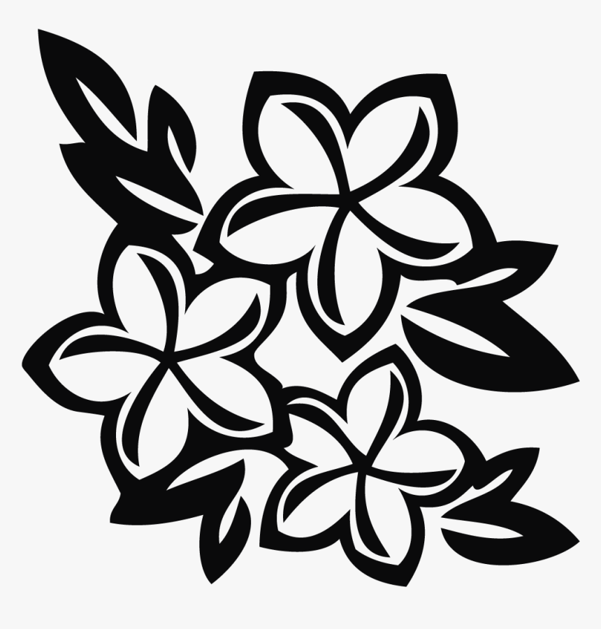 Flowers Drawing Clipart - Hawaiian Flowers Clip Art Black And White, HD Png Download, Free Download