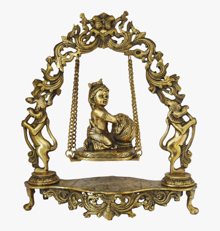 Brass Baby Krishna In Designed Julla With Pot Of Butter - Brass Ganesh On Swing, HD Png Download, Free Download