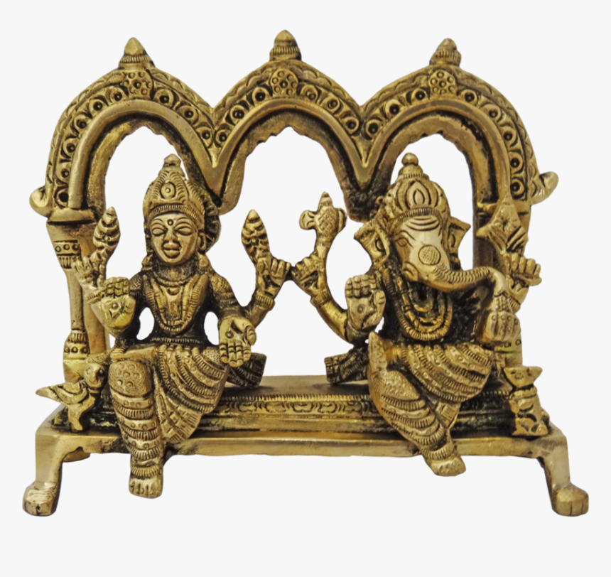 Brass Lord Ganesha Sitting With Goddess Lakshmi Arch, HD Png Download, Free Download