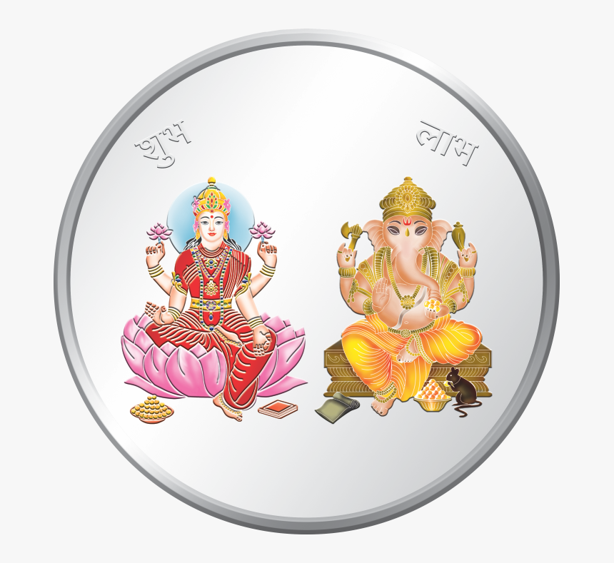 Moah Lakshmi Ganesh Coin, 10 Gram, 999 Purity, Enameled, - Coin, HD Png Download, Free Download