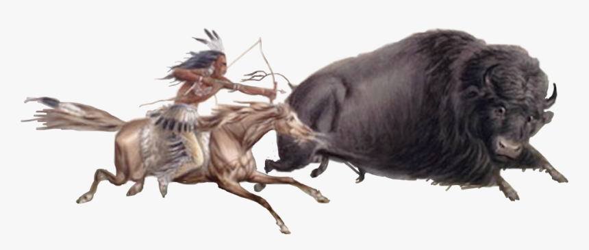 #sticker #indian #nativeamerican #buffalo #hunter #bowandarrow - Native American Buffalo Hunt, HD Png Download, Free Download