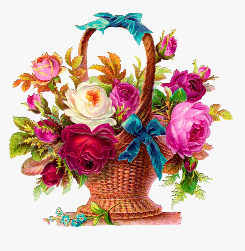 Drawing Of Flower Basket, HD Png Download, Free Download