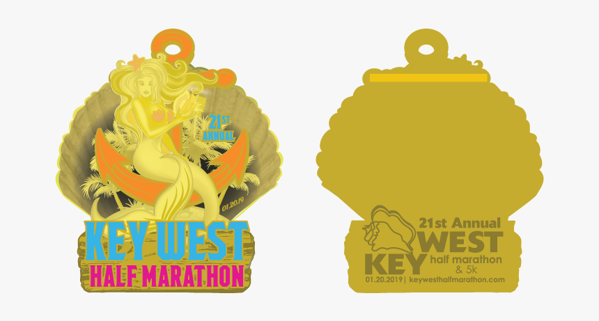 2019 Key West Half Marathon Medal - Illustration, HD Png Download, Free Download