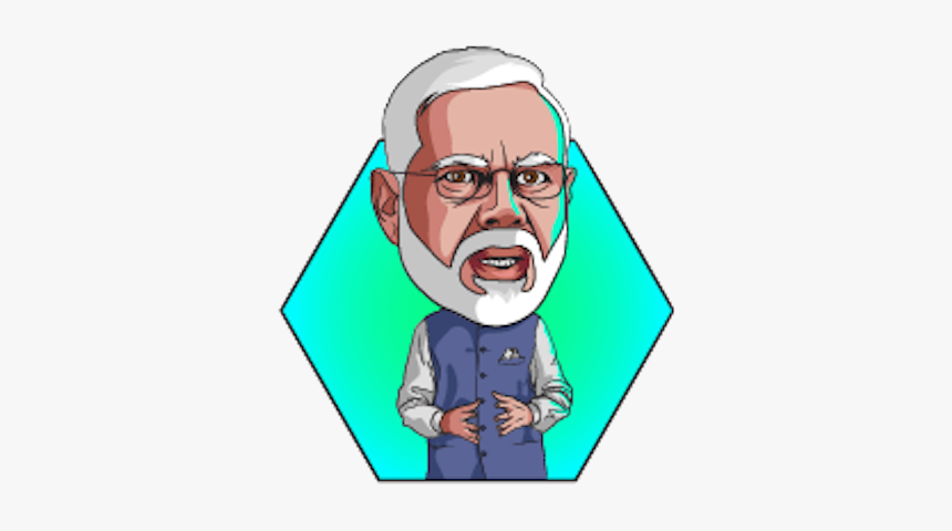 Narendra Modi Stickers Messages Sticker-2 - Cartoon Face Of Modi, HD Png Download, Free Download