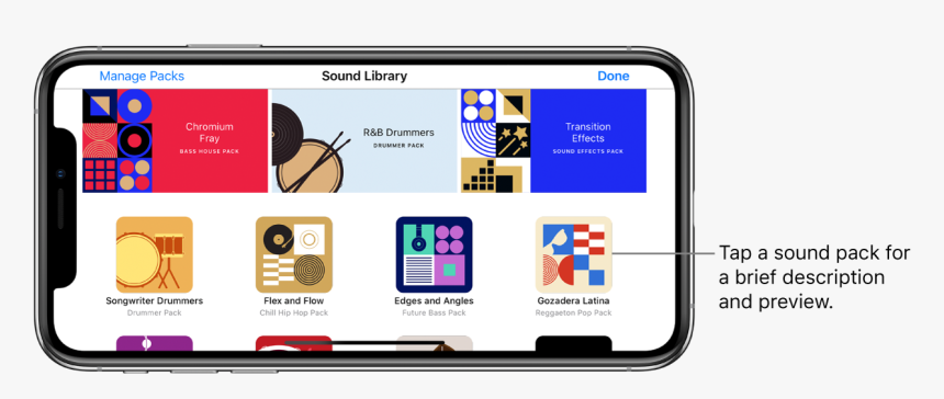 Tap A Sound Pack For A Brief Description And Preview - Garageband, HD Png Download, Free Download