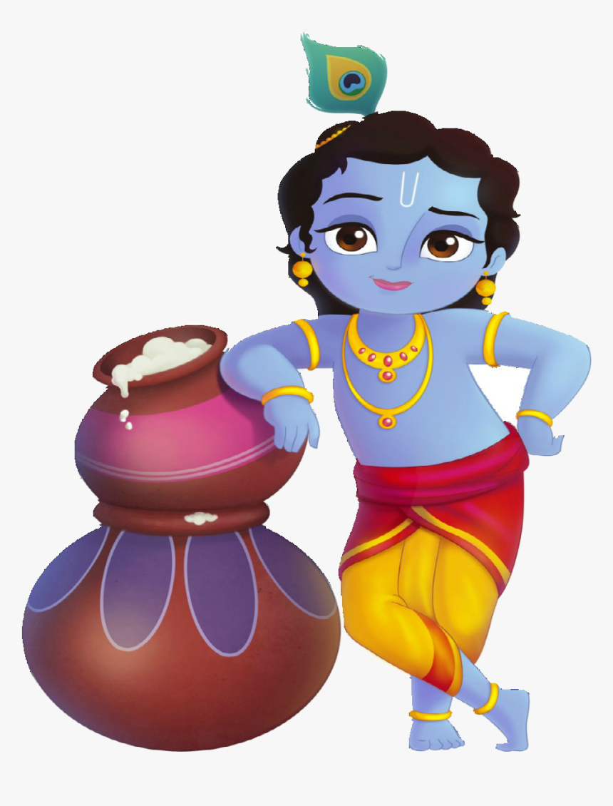 Lord Krishna Standing With Makhan - Lord Krishna Cartoon Png, Transparent Png, Free Download