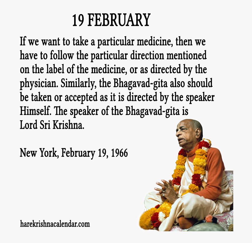 Srila Prabhupada Quotes For Month February - Sitting, HD Png Download, Free Download