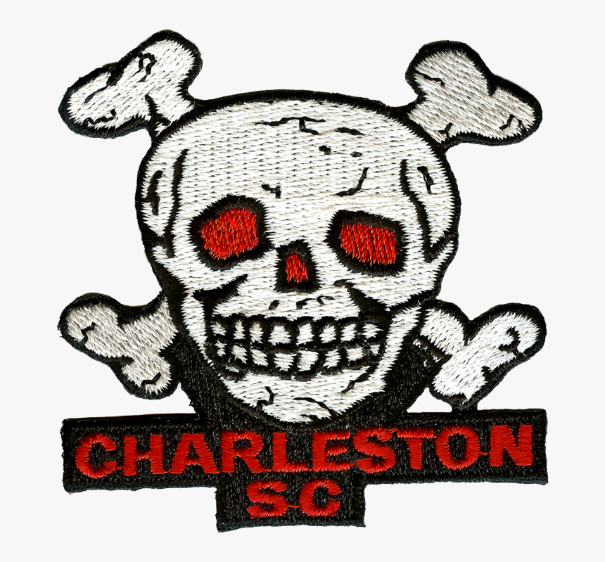 Red-eyed Skull And Crossbones Charleston Sc Embroidery - Cross-stitch, HD Png Download, Free Download
