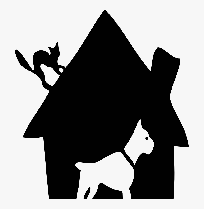 Black House With Dog And Cat Cleaned Up - Dog House Clipart Logo, HD Png Download, Free Download