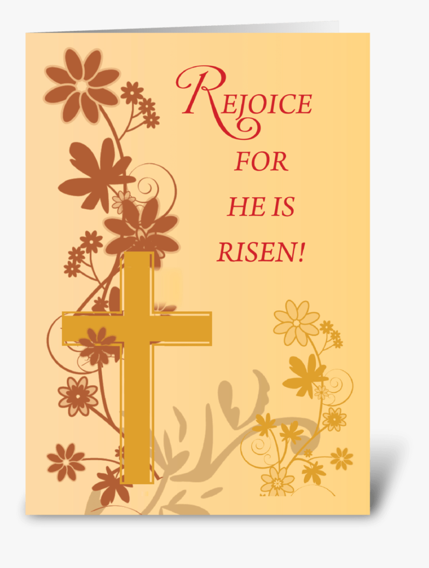 Rejoice Easter Cross, Swirls, Flowers Greeting Card - Thanksgiving Cards For Mom, HD Png Download, Free Download