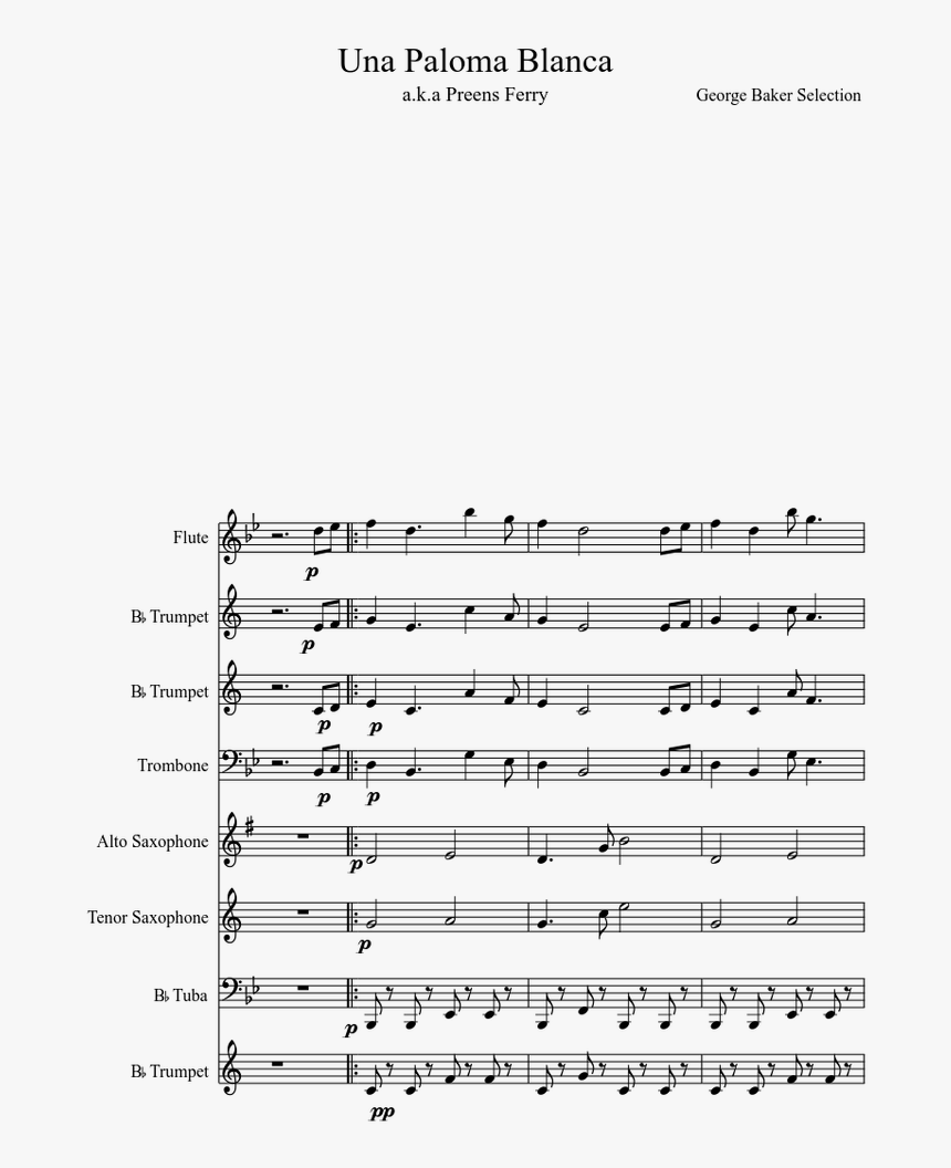 Una Paloma Blanca Partitura, HD Png Download, Free Download