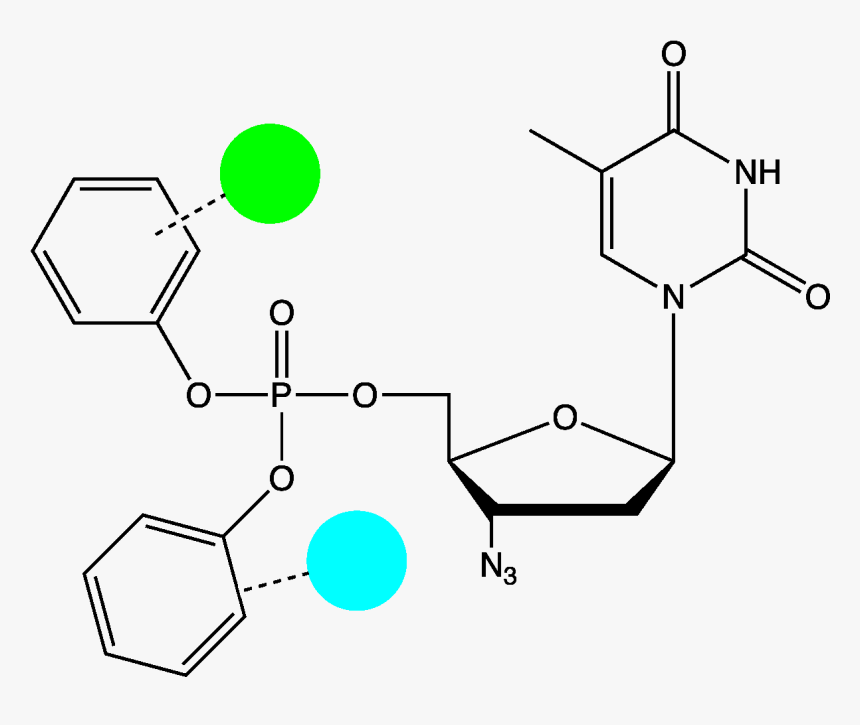 File - Azt-diarylphopsphate - Structure, HD Png Download, Free Download