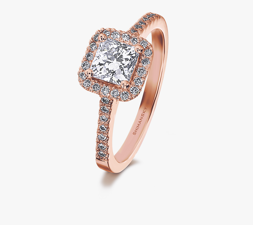 Shimansky My Girl Halo Diamond Engagement Ring - Rose Gold Engagement Rings For Girls, HD Png Download, Free Download