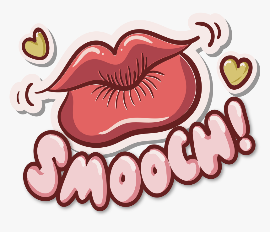 Eyelashes Clipart Lip - Big Red Lips Kiss, HD Png Download, Free Download