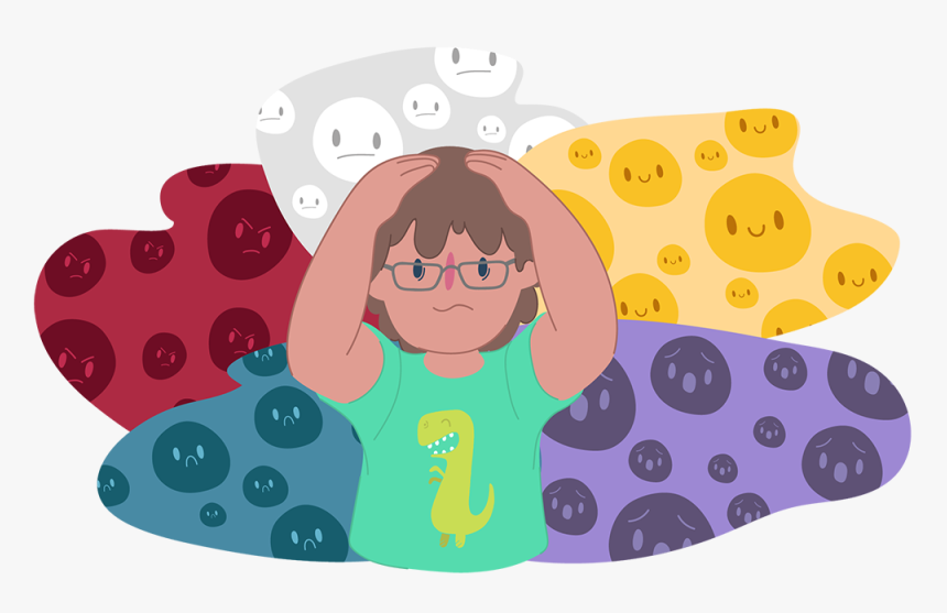 Boy With Hands On His Head, Surrounded By Different - Coping With Emotions, HD Png Download, Free Download