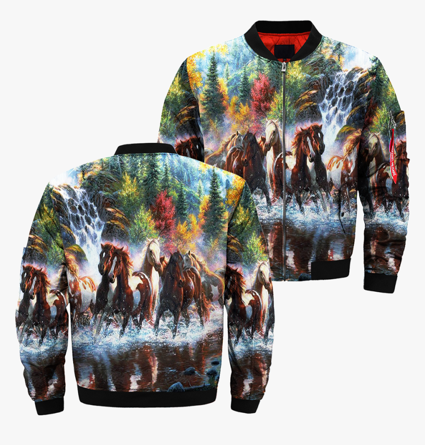 Com Wild Horse Over Print Jacket %tag - Long-sleeved T-shirt, HD Png Download, Free Download