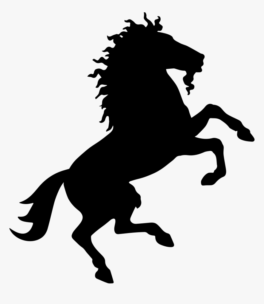 Horse Wild Black Shape On Back Paws - Horse On Two Legs Silhouette, HD Png Download, Free Download